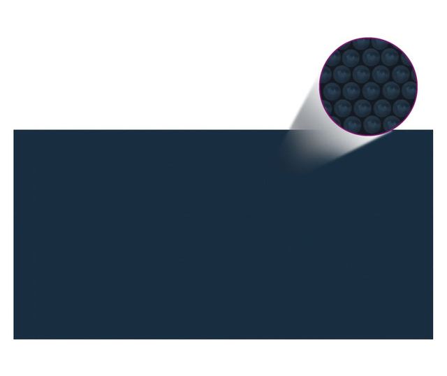 fekete és kék napelemes lebegő PE medencefólia 549 x 274 cm