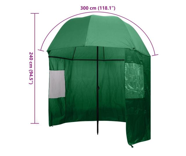 horgászesernyő 300x240 cm zöld