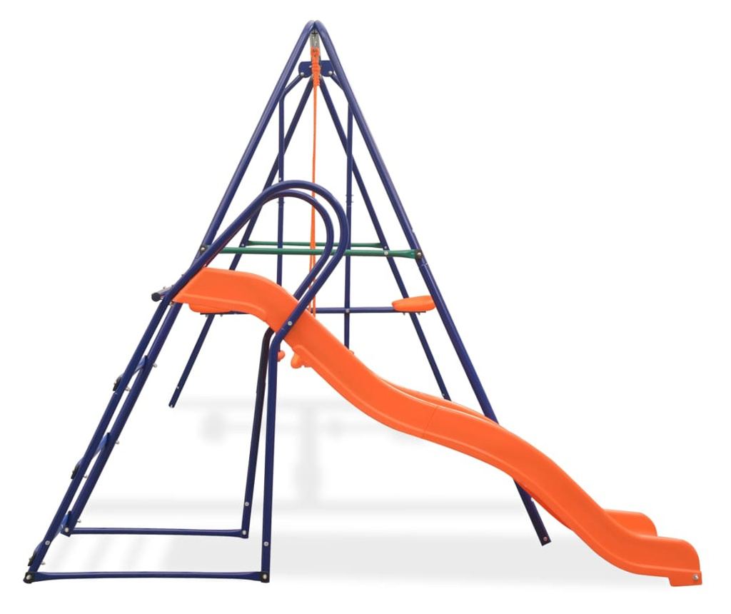 narancssárga kerti hintakészlet csúszdával és 3 üléssel - 2