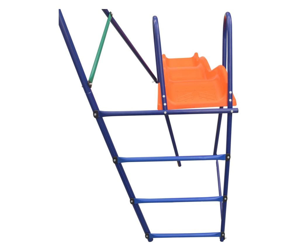 narancssárga kerti hintakészlet csúszdával és 3 üléssel - 7