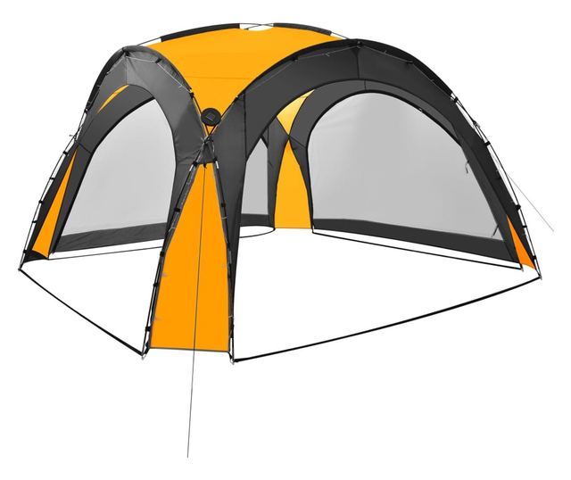 sárga rendezvénysátor LED-del és 4 oldalfallal 3,6x3,6x2,3 m