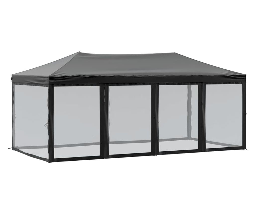 fekete összecsukható rendezvénysátor oldalfalakkal 3x6 m - 2