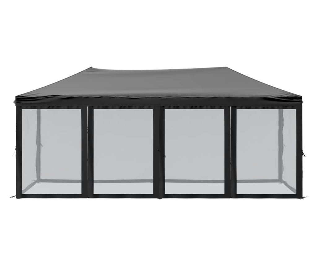 fekete összecsukható rendezvénysátor oldalfalakkal 3x6 m - 3