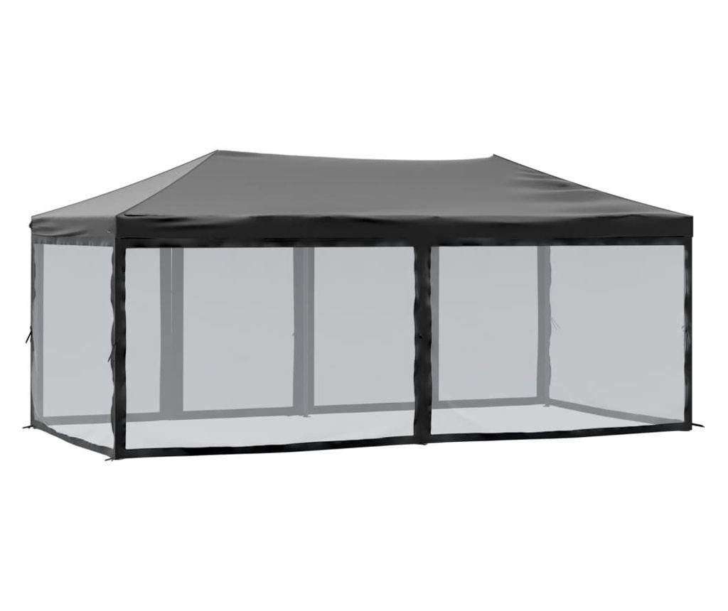 fekete összecsukható rendezvénysátor oldalfalakkal 3x6 m - 5