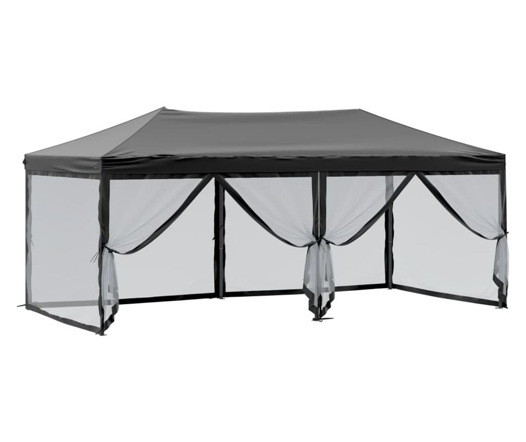 fekete összecsukható rendezvénysátor oldalfalakkal 3x6 m - 6