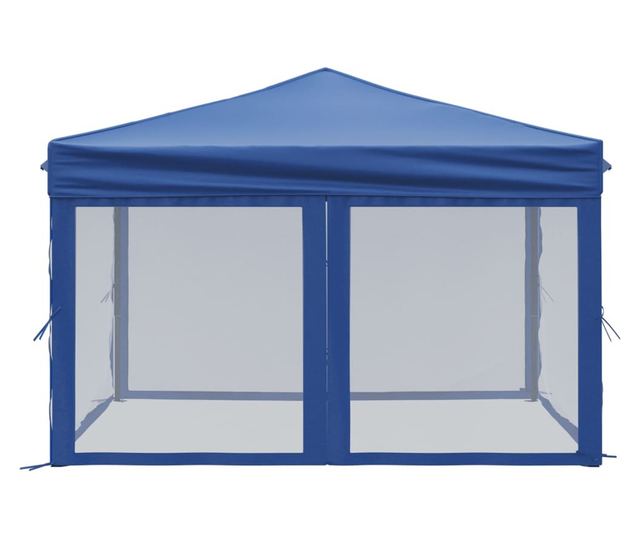 kék összecsukható rendezvénysátor oldalfalakkal 3 x 3 m