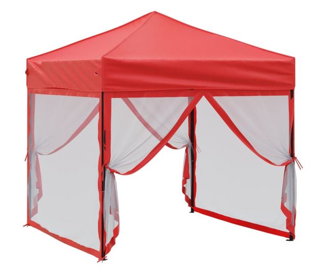 piros összecsukható rendezvénysátor oldalfalakkal 2 x 2 m