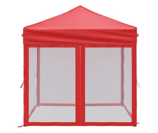 piros összecsukható rendezvénysátor oldalfalakkal 2 x 2 m