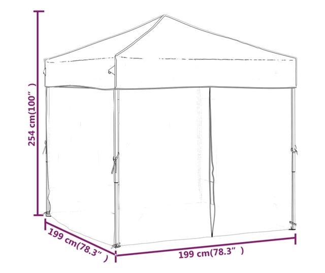 kék összecsukható rendezvénysátor oldalfalakkal 2 x 2 m
