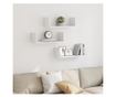 3 db fehér szerelt fa fali polc 58 x 18 x 18 cm