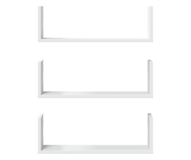 3 db fehér szerelt fa fali polc 58 x 18 x 18 cm
