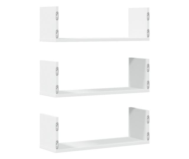 3 db fehér szerelt fa fali polc 58 x 18 x 18 cm