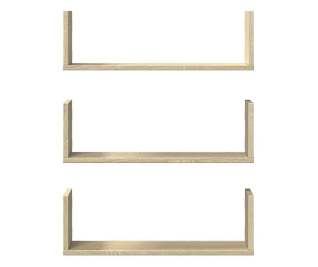 3 db sonoma tölgy színű szerelt fa fali polc 58 x 18 x 18 cm