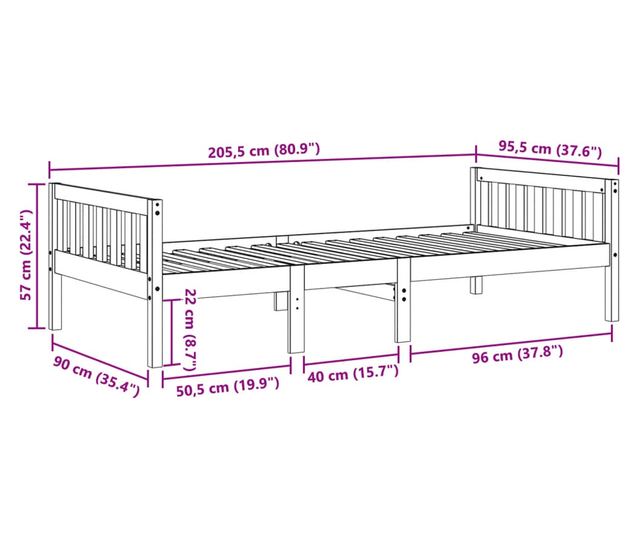 fehér tömör fenyőfa gyerekágy matrac nélkül 90 x 200 cm