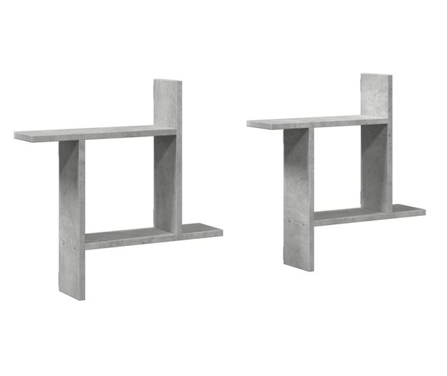 2 db betonszürke szerelt fa fali polc 50 x 12 x 50 cm