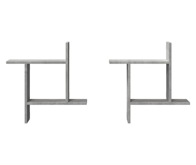 2 db betonszürke szerelt fa fali polc 50 x 12 x 50 cm