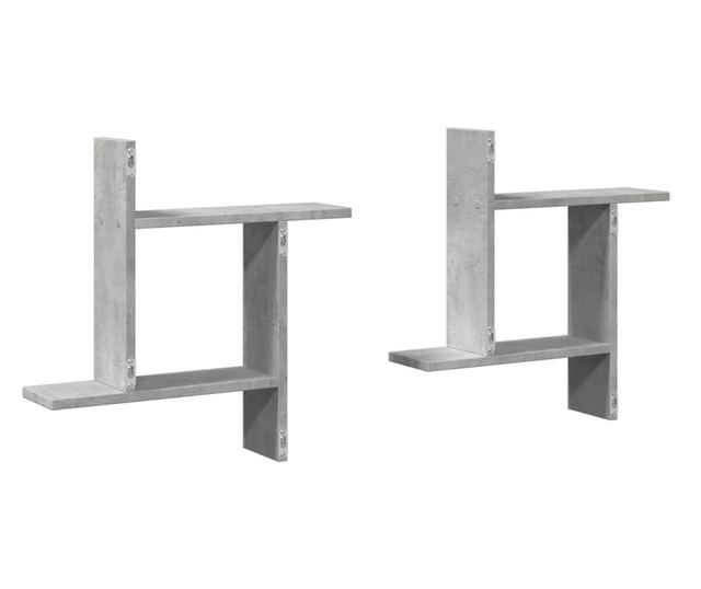 2 db betonszürke szerelt fa fali polc 50 x 12 x 50 cm