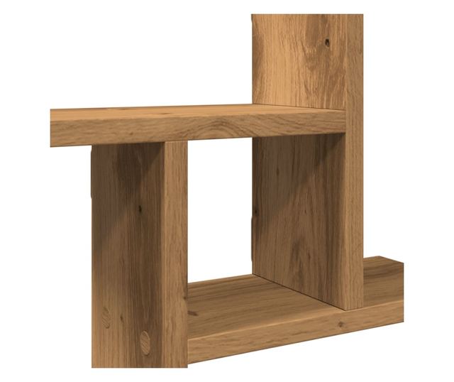 2 db kézműves tölgy színű szerelt fa fali polc 50 x 12 x 50 cm