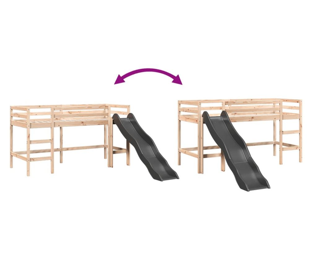 tömör fenyőfa gyerek galériaágy matrac nélkül 80 x 200 cm - 8