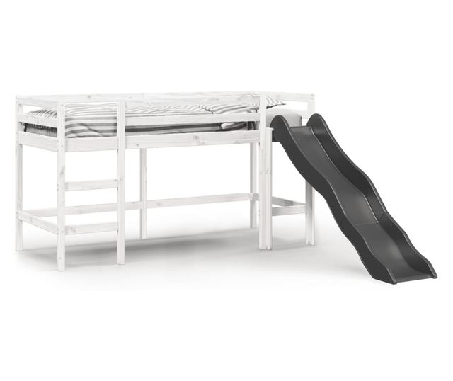 fehér tömör fenyőfa gyerek-galériaágy matrac nélkül 90 x 190 cm