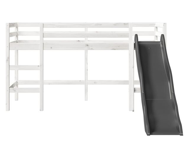 fehér tömör fenyőfa gyerek-galériaágy matrac nélkül 90 x 190 cm