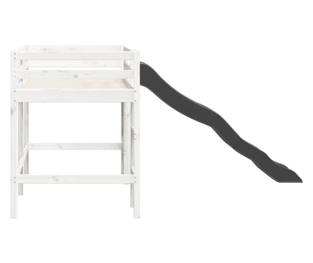 fehér tömör fenyőfa gyerek-galériaágy matrac nélkül 90 x 190 cm