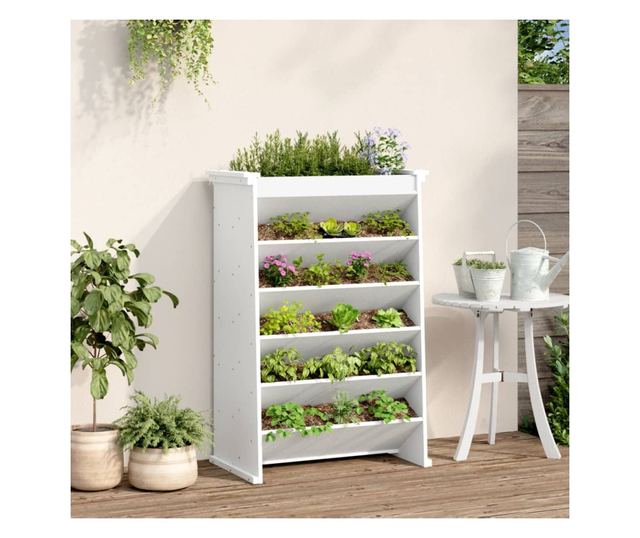 6 szintes fehér tömör fenyőfa gyógynövényültető 69x40x101,5 cm