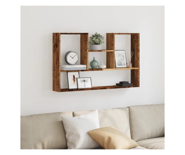 antik fa színű szerelt fa fali polc 99 x 15 x 60 cm