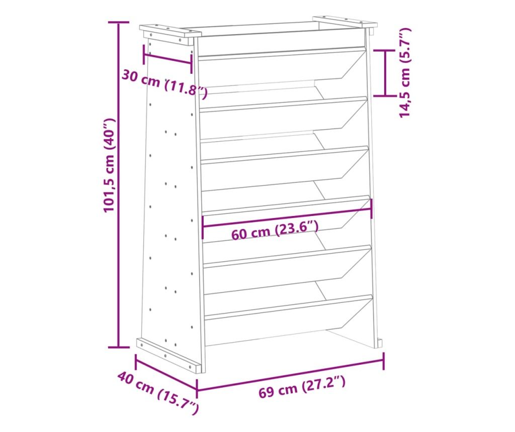 6 szintes fehér tömör fenyőfa gyógynövényültető 69x40x101,5 cm - 10