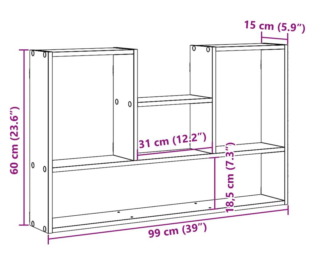 fehér szerelt fa fali polc 99 x 15 x 60 cm - 10