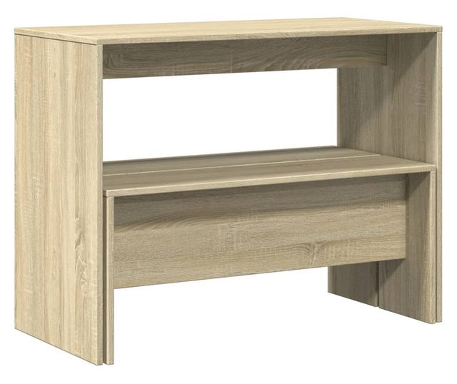 3 részes sonoma tölgyszínű szerelt fa étkezőasztal és pad szett