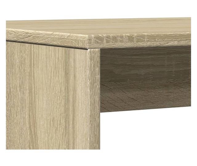 3 részes sonoma tölgyszínű szerelt fa étkezőasztal és pad szett