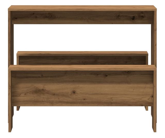 3 részes kézműves tölgy szerelt fa étkezőasztal és pad szett