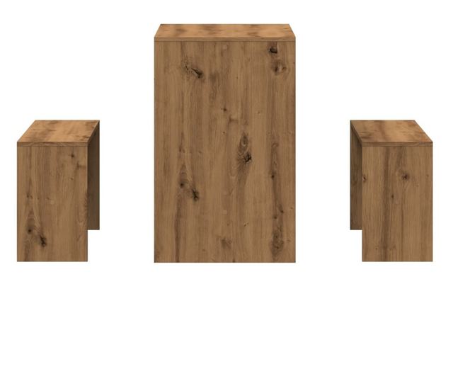 3 részes kézműves tölgy szerelt fa étkezőasztal és pad szett