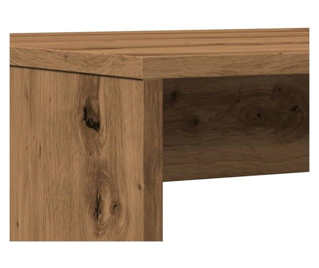 3 részes kézműves tölgy szerelt fa étkezőasztal és pad szett