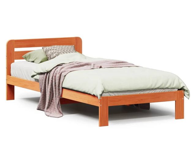 viaszbarna tömör fenyőfa ágy matrac nélkül 100 x 200 cm