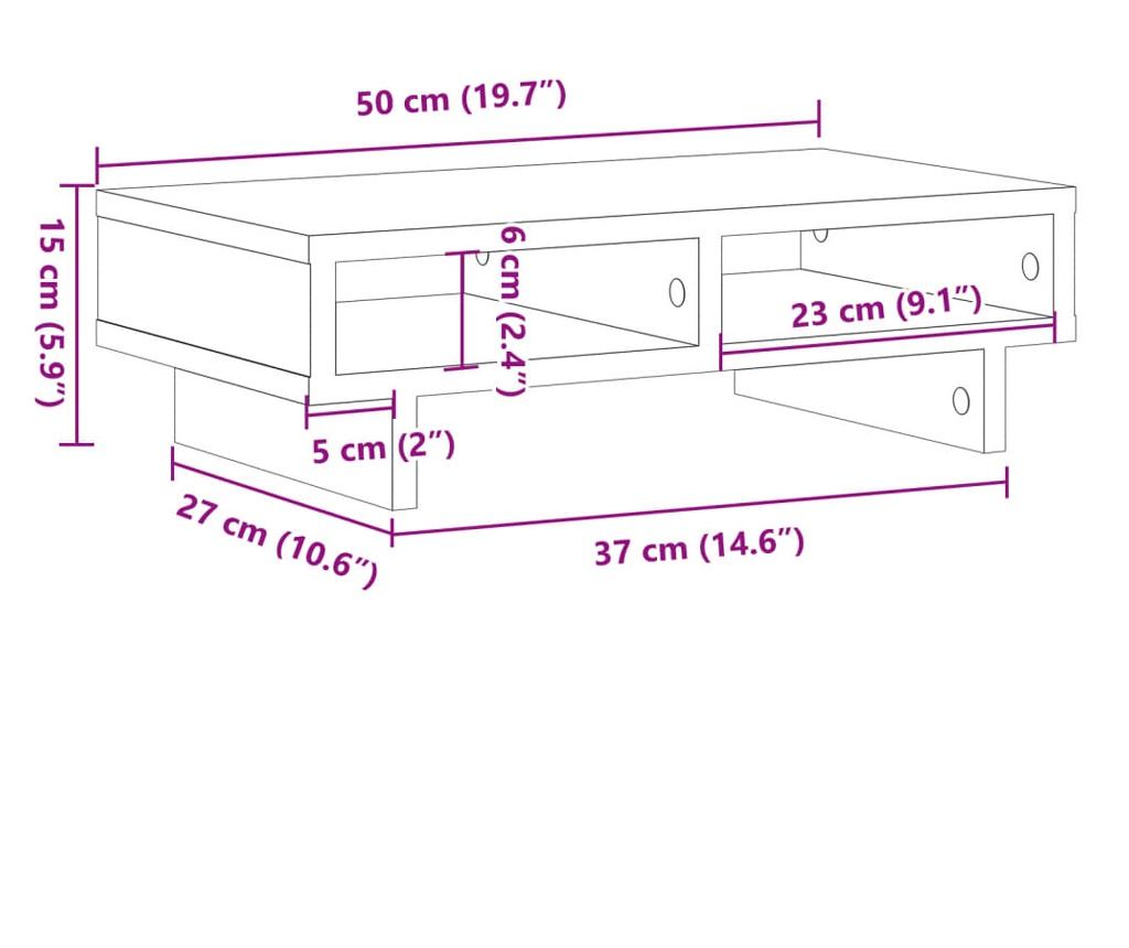 Stojan na monitor betonově šedý 50x27x15 cm kompozitní dřevo - 9