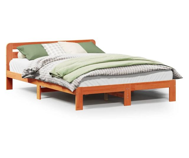 viaszbarna tömör fenyőfa ágy matrac nélkül 120 x 190 cm