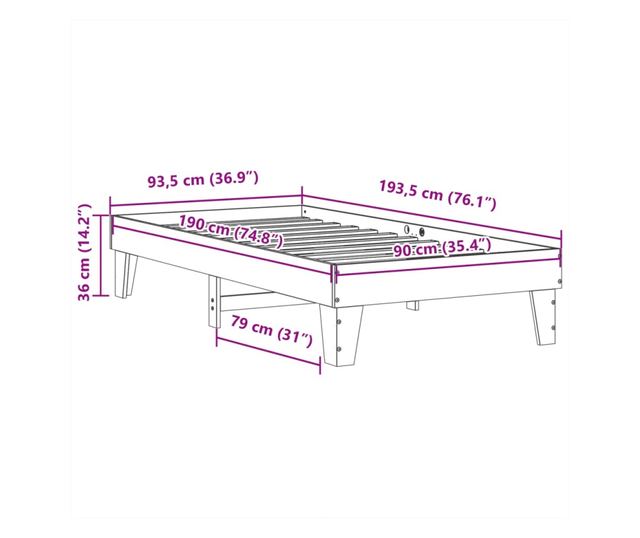 viaszbarna tömör fenyőfa ágy matrac nélkül 90 x 190 cm