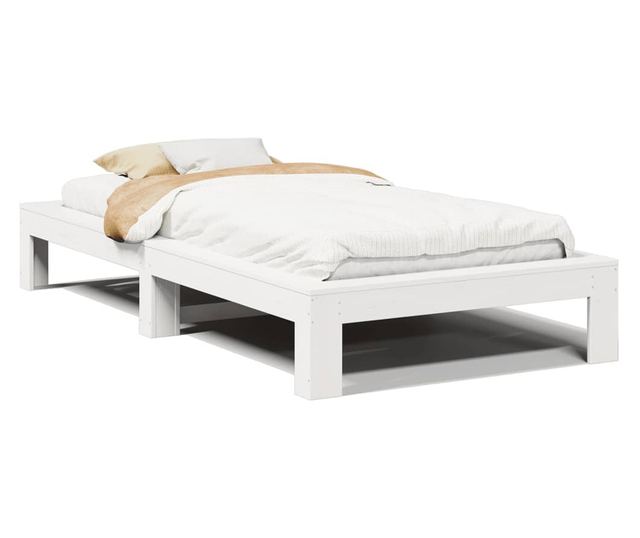 fehér tömör fenyőfa ágykeret matrac nélkül 90 x 190 cm