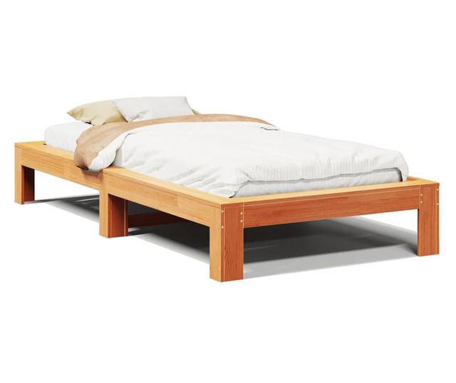 viaszbarna tömör fenyőfa ágy matrac nélkül 90 x 190 cm