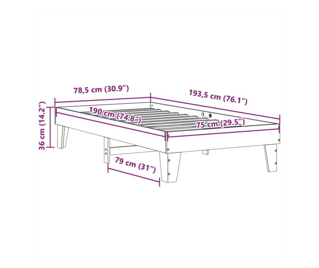 tömör fenyőfa ágy matrac nélkül 75 x 190 cm - 9
