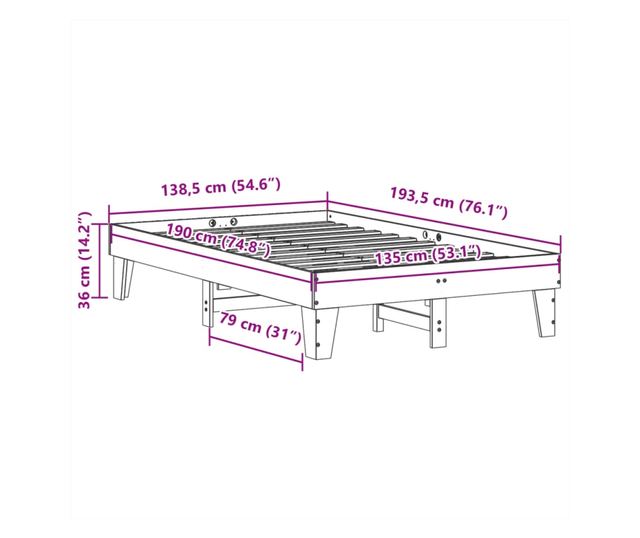 fehér tömör fenyőfa ágy matrac nélkül 135 x 190 cm