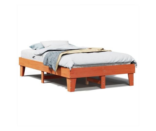 viaszbarna tömör fenyőfa ágy matrac nélkül 135 x 190 cm