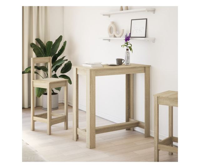 sonoma tölgy színű szerelt fa bárasztal 102 x 50 x 103,5 cm