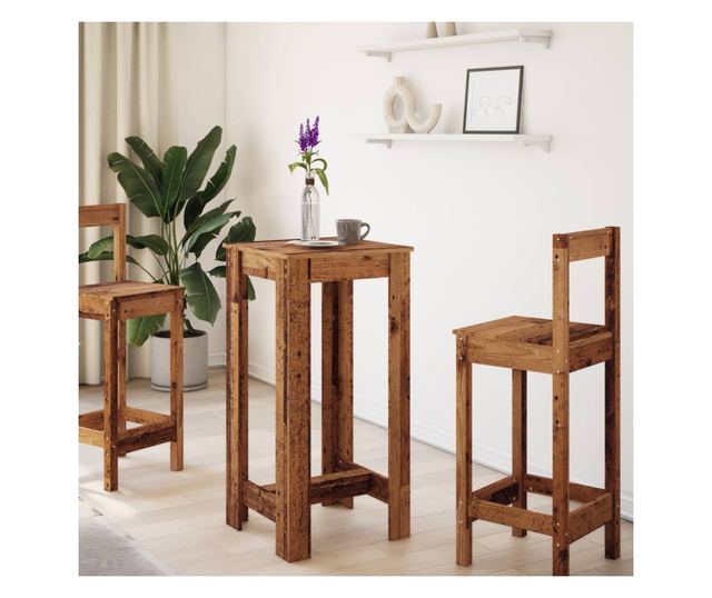 antik fa színű szerelt fa bárasztal 51 x 50 x 103,5 cm