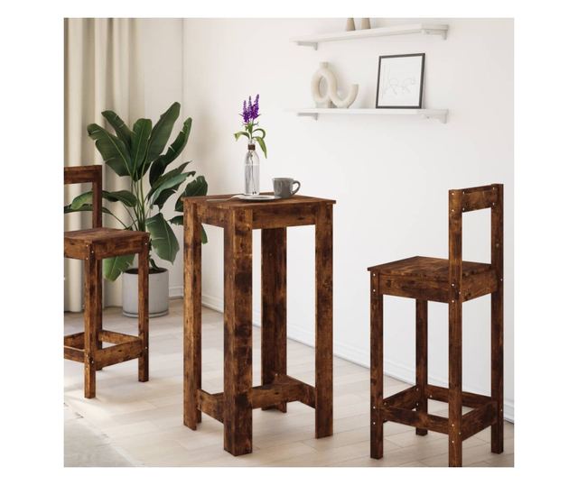 füstös tölgy színű szerelt fa bárasztal 51 x 50 x 103,5 cm