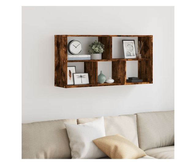 füstös tölgy színű szerelt fa fali polc 100 x 25 x 50 cm