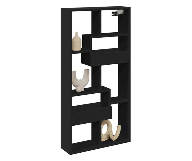 fekete szerelt fa faliszekrény 50 x 15 x 100 cm