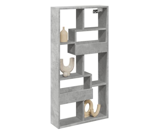 betonszürke szerelt fa faliszekrény 50 x 15 x 100 cm